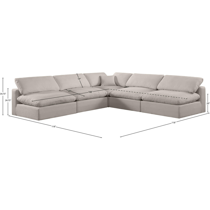 Meridian Comfy Beige Linen Textured Fabric Modular Sectional IMAGE 10