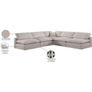 Meridian Comfy Beige Linen Textured Fabric Modular Sectional IMAGE 11