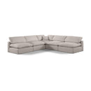 Meridian Comfy Beige Linen Textured Fabric Modular Sectional IMAGE 1
