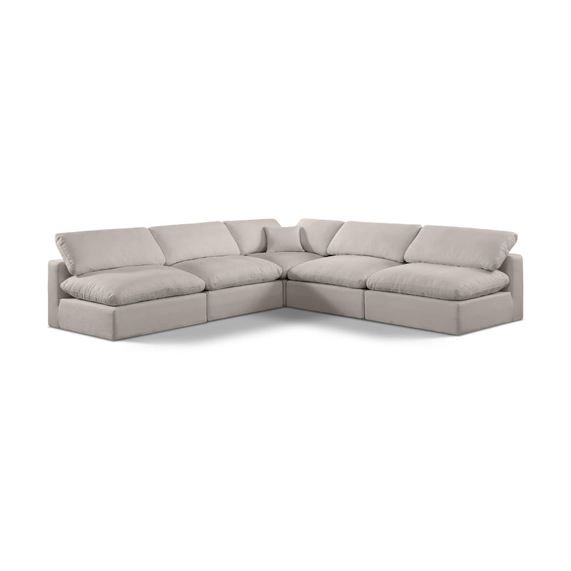 Meridian Comfy Beige Linen Textured Fabric Modular Sectional IMAGE 1