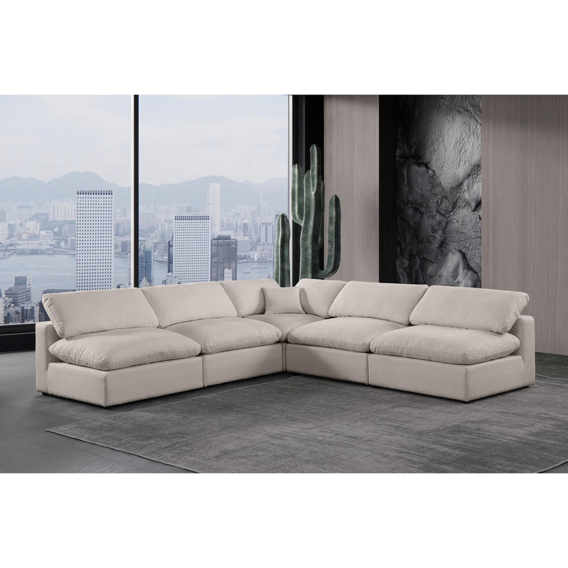 Meridian Comfy Beige Linen Textured Fabric Modular Sectional IMAGE 2