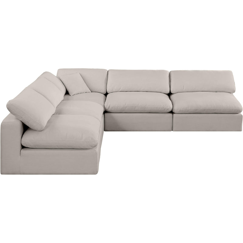 Meridian Comfy Beige Linen Textured Fabric Modular Sectional IMAGE 4