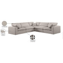 Meridian Comfy Beige Linen Textured Fabric Modular Sectional IMAGE 11