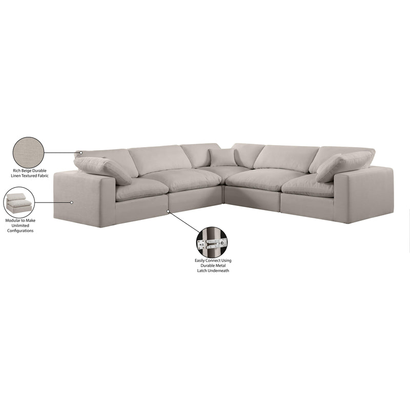Meridian Comfy Beige Linen Textured Fabric Modular Sectional IMAGE 11