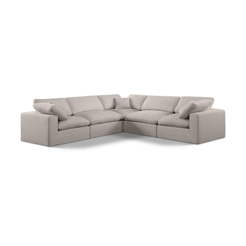 Meridian Comfy Beige Linen Textured Fabric Modular Sectional IMAGE 1