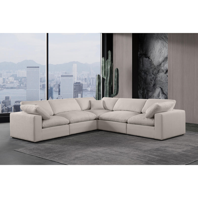 Meridian Comfy Beige Linen Textured Fabric Modular Sectional IMAGE 2