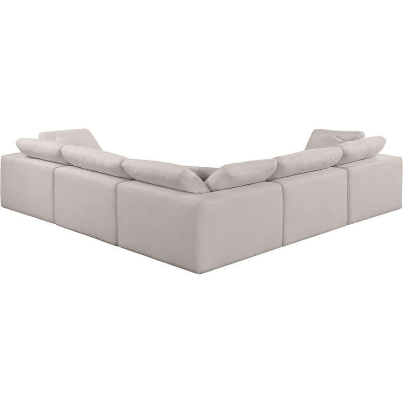 Meridian Comfy Beige Linen Textured Fabric Modular Sectional IMAGE 3