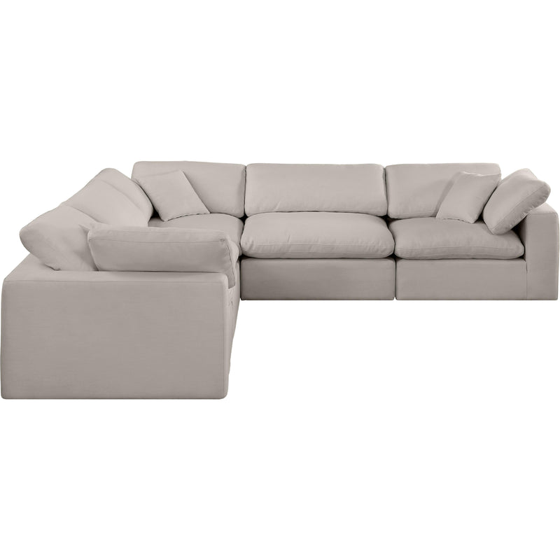 Meridian Comfy Beige Linen Textured Fabric Modular Sectional IMAGE 4
