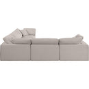 Meridian Comfy Beige Linen Textured Fabric Modular Sectional IMAGE 5