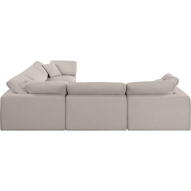 Meridian Comfy Beige Linen Textured Fabric Modular Sectional IMAGE 5