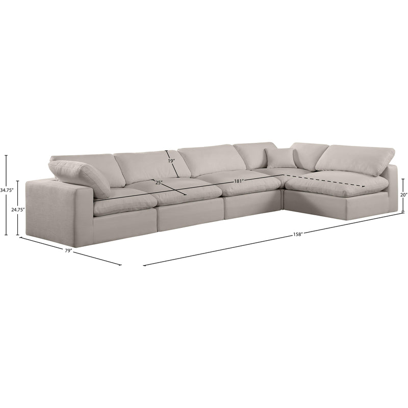 Meridian Comfy Beige Linen Textured Fabric Modular Sectional IMAGE 15