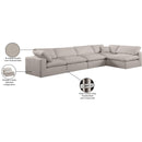 Meridian Comfy Beige Linen Textured Fabric Modular Sectional IMAGE 16