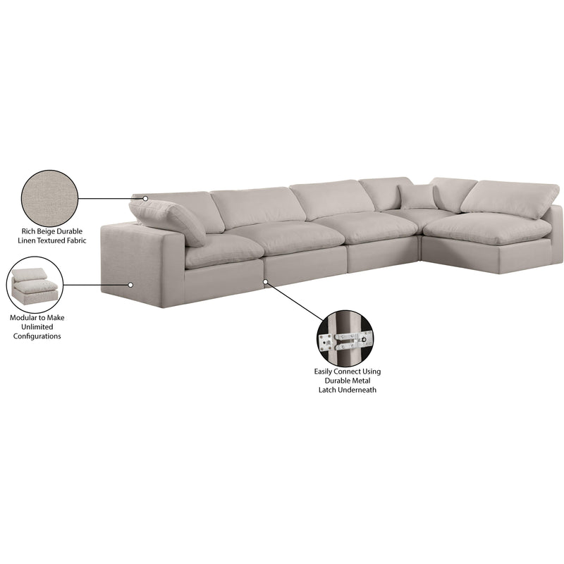 Meridian Comfy Beige Linen Textured Fabric Modular Sectional IMAGE 16