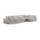 Meridian Comfy Beige Linen Textured Fabric Modular Sectional IMAGE 1