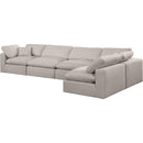 Meridian Comfy Beige Linen Textured Fabric Modular Sectional IMAGE 2