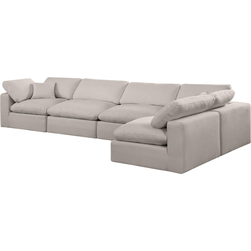 Meridian Comfy Beige Linen Textured Fabric Modular Sectional IMAGE 2