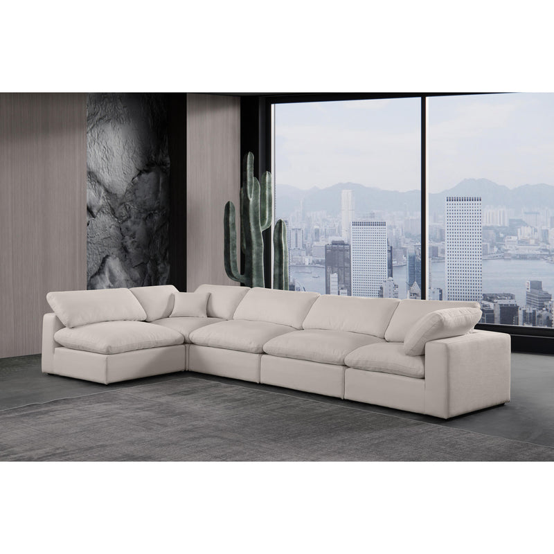 Meridian Comfy Beige Linen Textured Fabric Modular Sectional IMAGE 3
