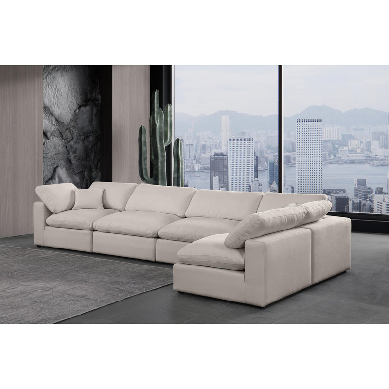 Meridian Comfy Beige Linen Textured Fabric Modular Sectional IMAGE 4