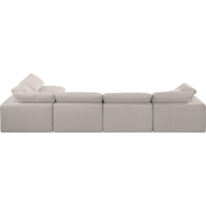 Meridian Comfy Beige Linen Textured Fabric Modular Sectional IMAGE 5
