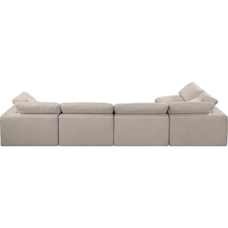 Meridian Comfy Beige Linen Textured Fabric Modular Sectional IMAGE 6
