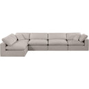 Meridian Comfy Beige Linen Textured Fabric Modular Sectional IMAGE 7