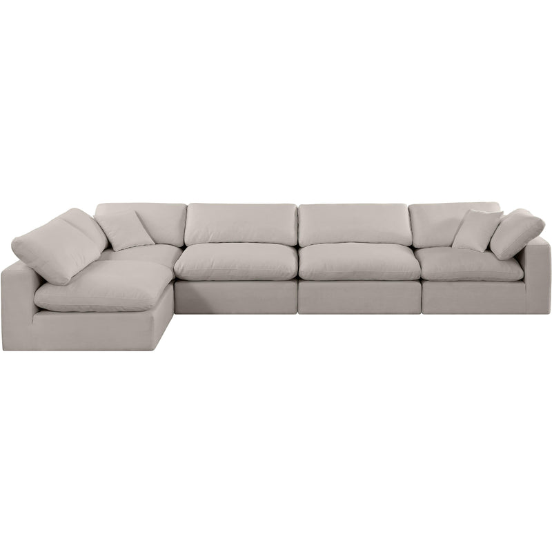 Meridian Comfy Beige Linen Textured Fabric Modular Sectional IMAGE 7