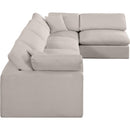 Meridian Comfy Beige Linen Textured Fabric Modular Sectional IMAGE 9
