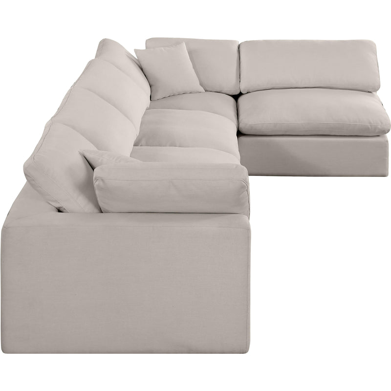 Meridian Comfy Beige Linen Textured Fabric Modular Sectional IMAGE 9