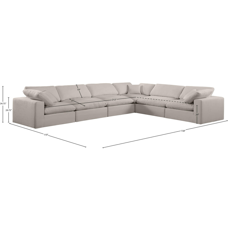Meridian Comfy Beige Linen Textured Fabric Modular Sectional IMAGE 10