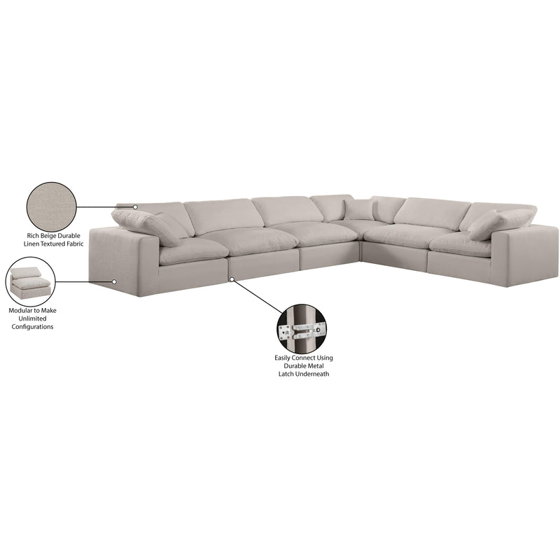 Meridian Comfy Beige Linen Textured Fabric Modular Sectional IMAGE 11