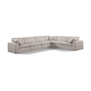 Meridian Comfy Beige Linen Textured Fabric Modular Sectional IMAGE 1