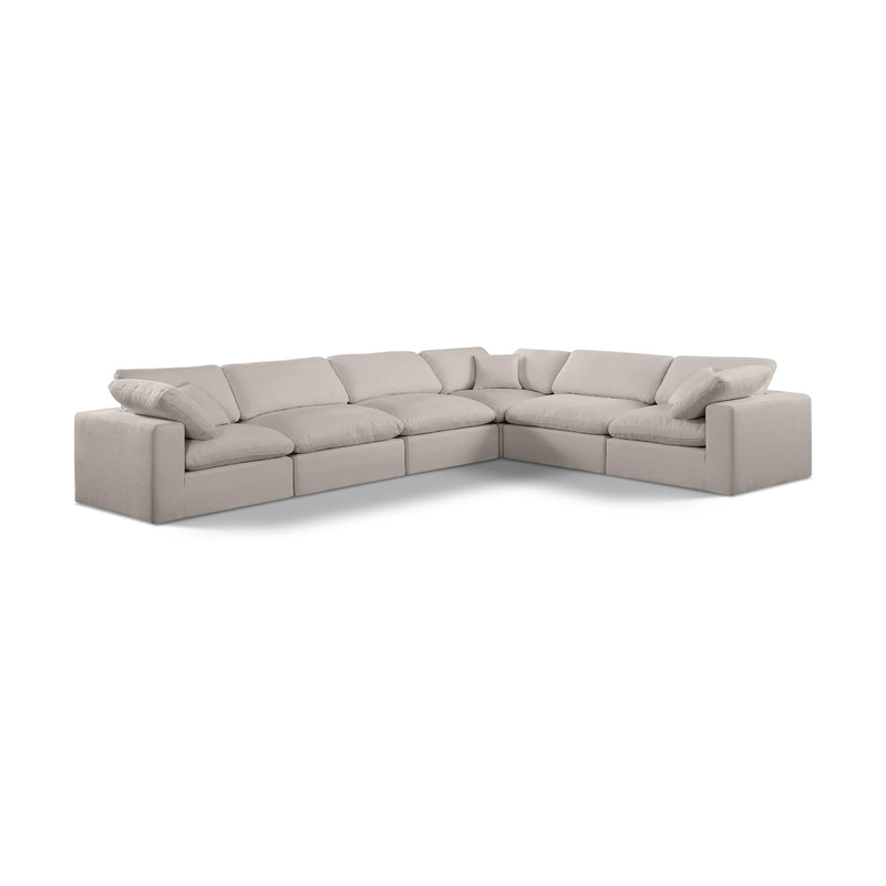 Meridian Comfy Beige Linen Textured Fabric Modular Sectional IMAGE 1