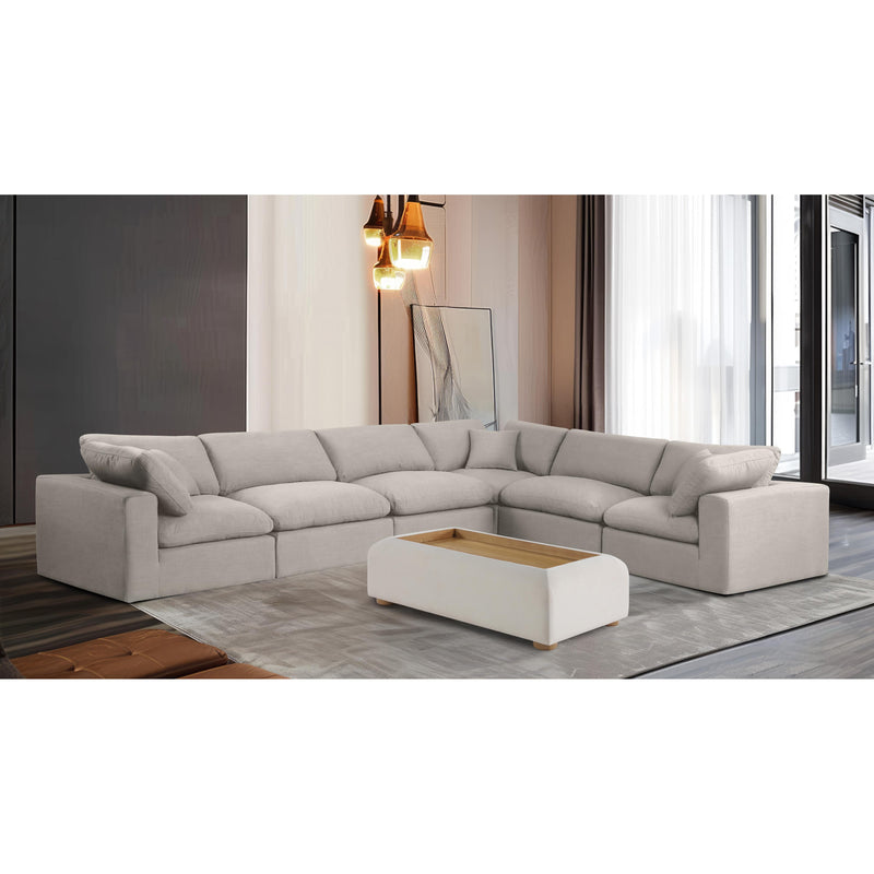 Meridian Comfy Beige Linen Textured Fabric Modular Sectional IMAGE 2
