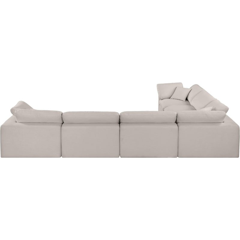 Meridian Comfy Beige Linen Textured Fabric Modular Sectional IMAGE 3