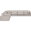 Meridian Comfy Beige Linen Textured Fabric Modular Sectional IMAGE 4