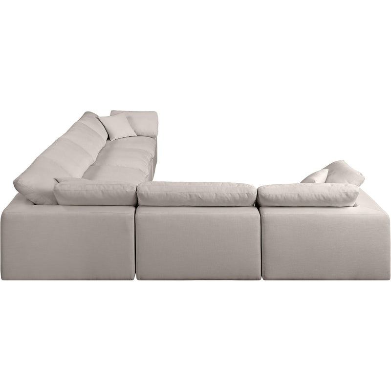 Meridian Comfy Beige Linen Textured Fabric Modular Sectional IMAGE 5