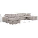 Meridian Comfy Beige Linen Textured Fabric Modular Sectional IMAGE 10