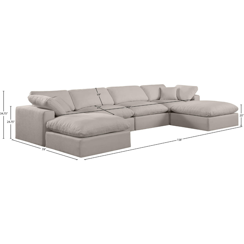 Meridian Comfy Beige Linen Textured Fabric Modular Sectional IMAGE 10