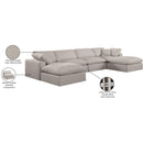 Meridian Comfy Beige Linen Textured Fabric Modular Sectional IMAGE 11