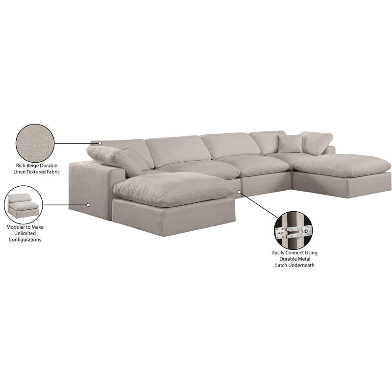 Meridian Comfy Beige Linen Textured Fabric Modular Sectional IMAGE 11