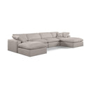 Meridian Comfy Beige Linen Textured Fabric Modular Sectional IMAGE 1