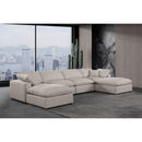Meridian Comfy Beige Linen Textured Fabric Modular Sectional IMAGE 2
