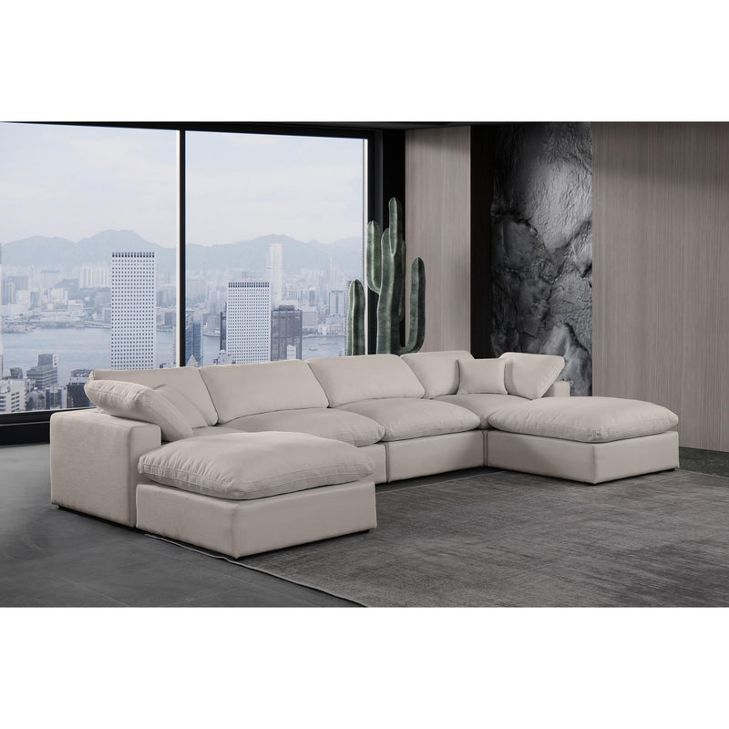 Meridian Comfy Beige Linen Textured Fabric Modular Sectional IMAGE 2