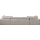 Meridian Comfy Beige Linen Textured Fabric Modular Sectional IMAGE 3