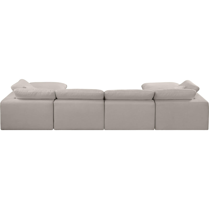 Meridian Comfy Beige Linen Textured Fabric Modular Sectional IMAGE 3