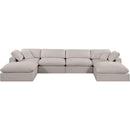 Meridian Comfy Beige Linen Textured Fabric Modular Sectional IMAGE 4