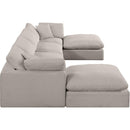 Meridian Comfy Beige Linen Textured Fabric Modular Sectional IMAGE 5