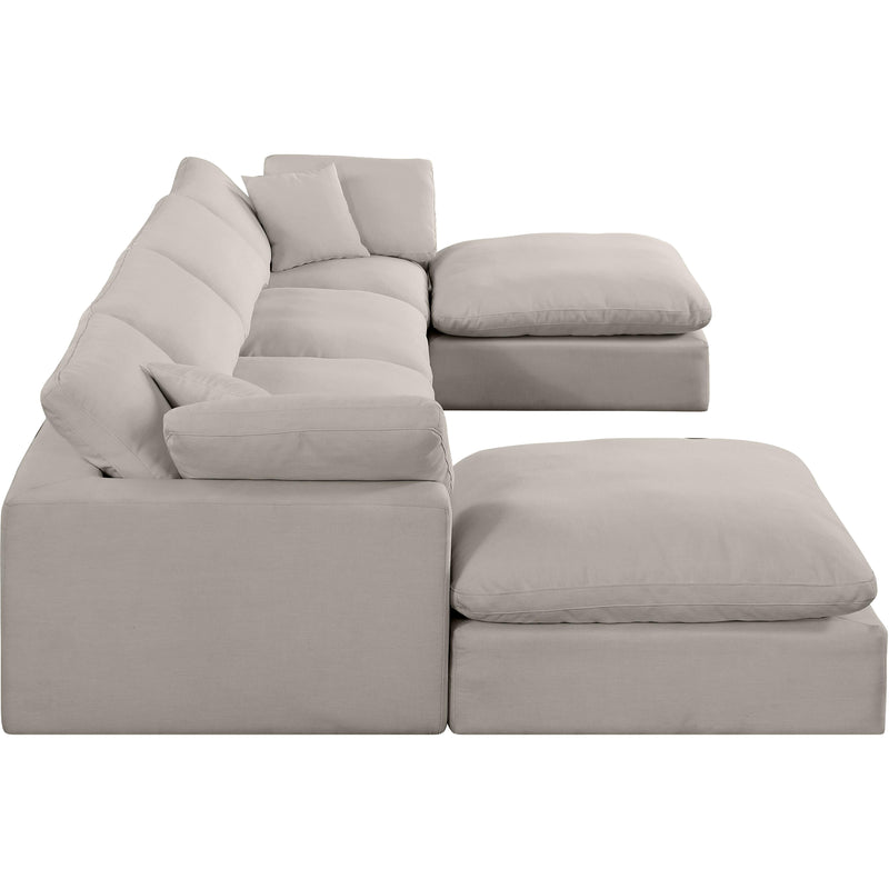 Meridian Comfy Beige Linen Textured Fabric Modular Sectional IMAGE 5