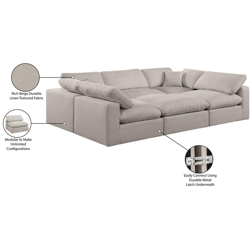 Meridian Comfy Beige Linen Textured Fabric Modular Sectional IMAGE 11