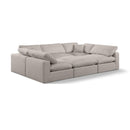 Meridian Comfy Beige Linen Textured Fabric Modular Sectional IMAGE 1